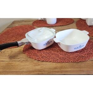VINTAGE CorningWare 3 piece Set. Blue Cornflower.